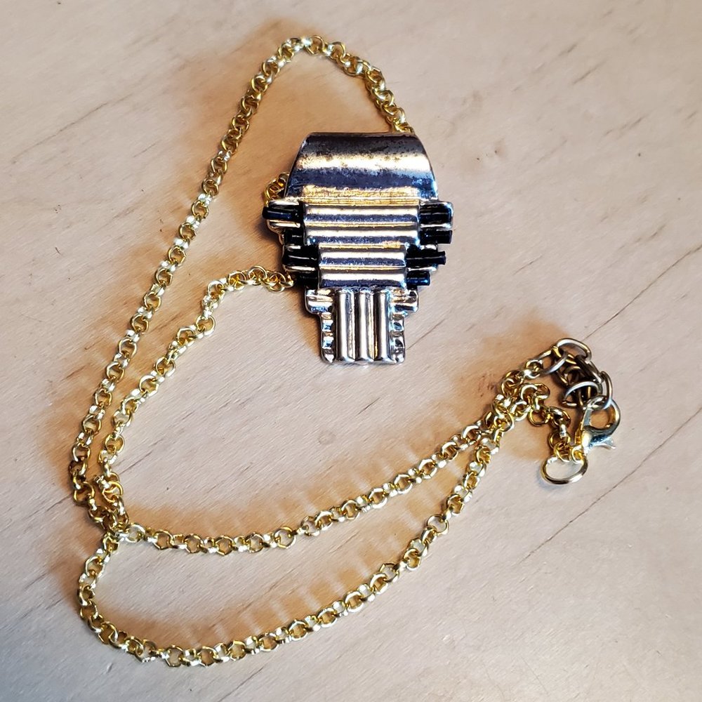 18" Gold Tone Aztec Theme Pendant Necklace Artisan